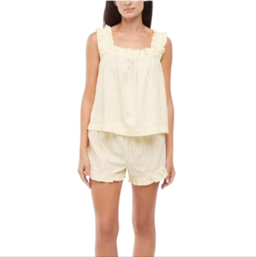 Gap Yellow Ruffle Cotton Pajama Short Set